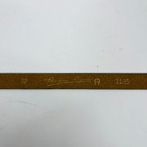 Etienne Aigner Dark Cherry Skinny Leather Belt w/ brushed gold buckle Sz. 32 main image 6
